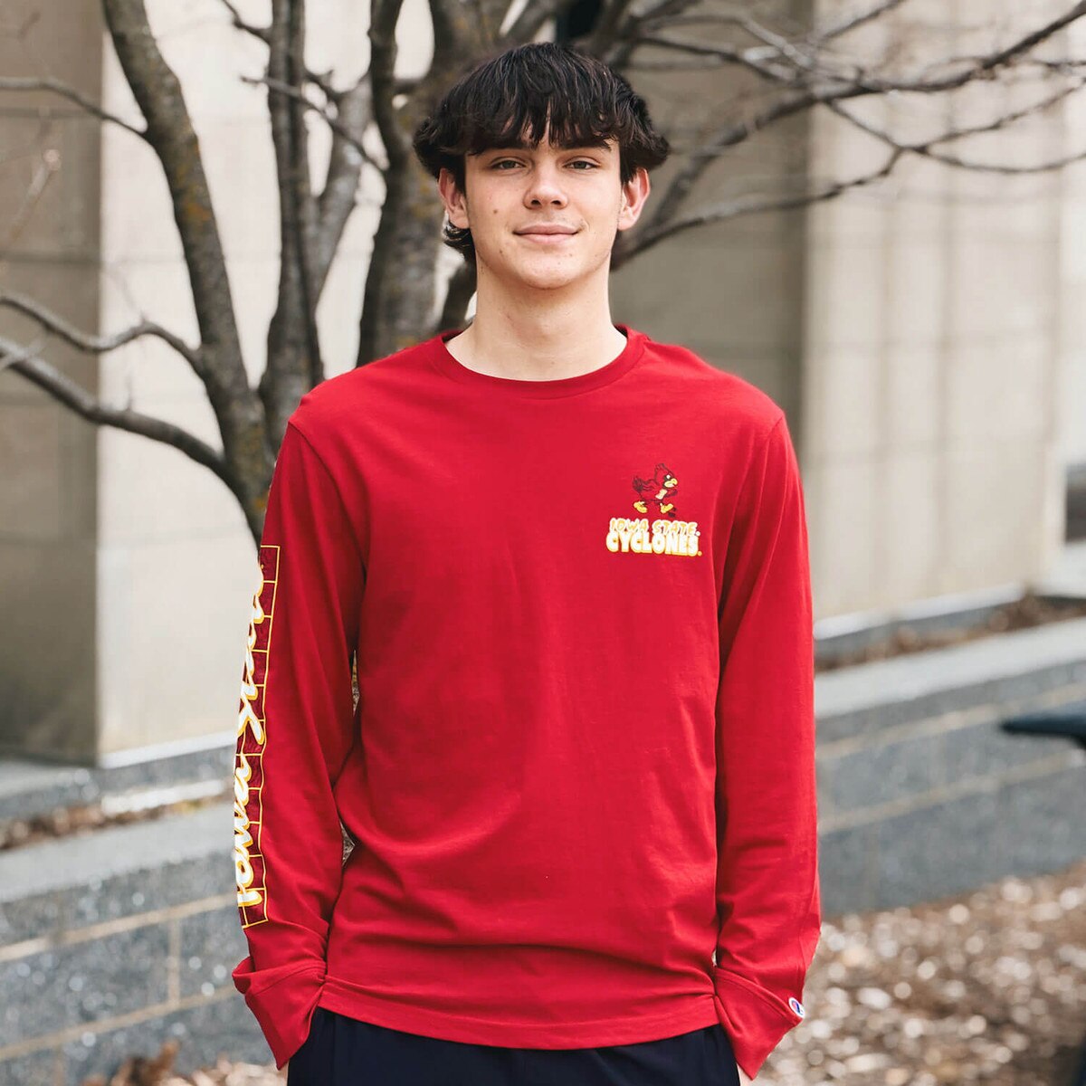 Champion® Walking Cy Cardinal Long Sleeve T-Shirt front